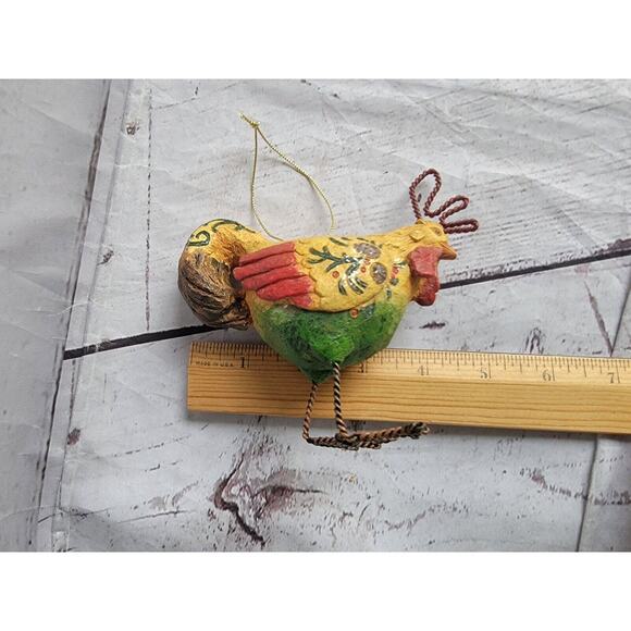 Rooster Primitive Folk art Decor 4.5" Rison and twisted wire Ornament Countrycor - Picture 8 of 8